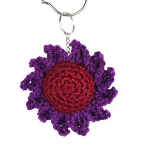 New Crochet Burgundy Purple Keychain Handmade Handcrafted